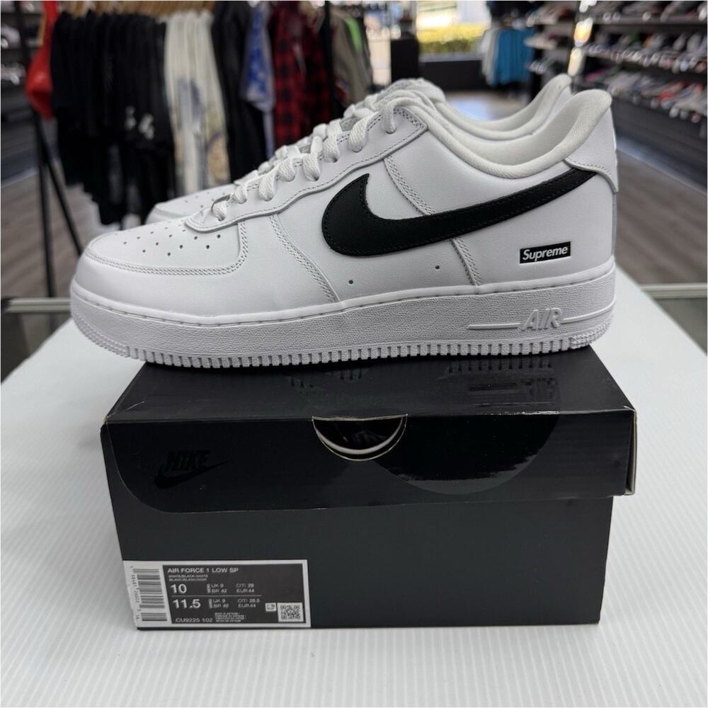 Size 10 - Nike Supreme x Air Force 1 Low SP White/Black CU9225-102 2025